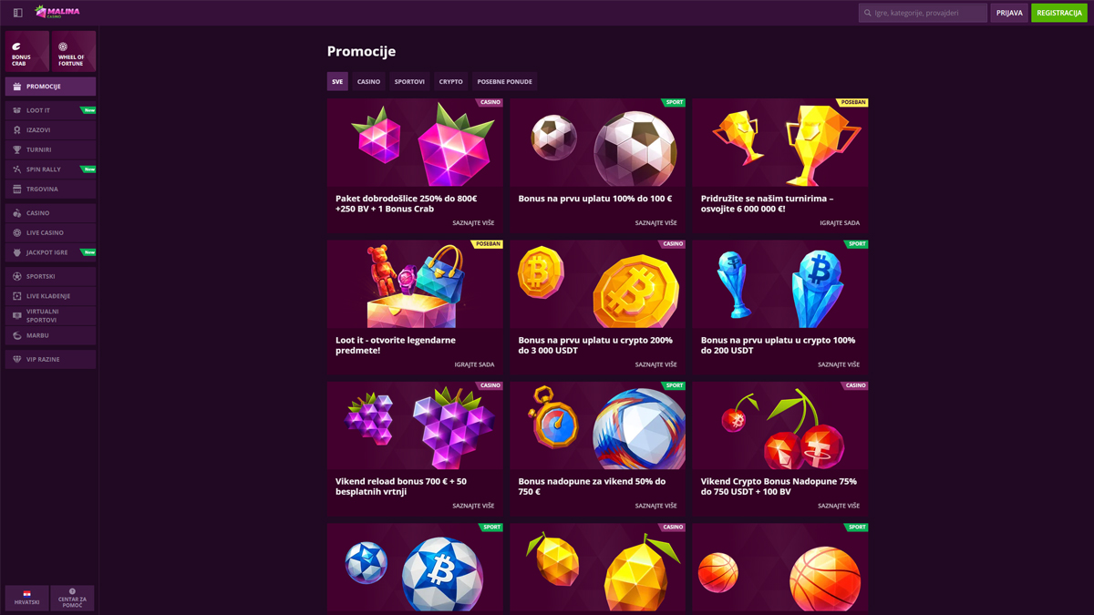 Malina-Casino-Croatia-Bonuses