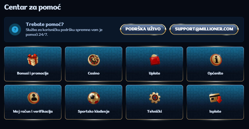 Millioner-Casino-Ctoatia-Help-Centre