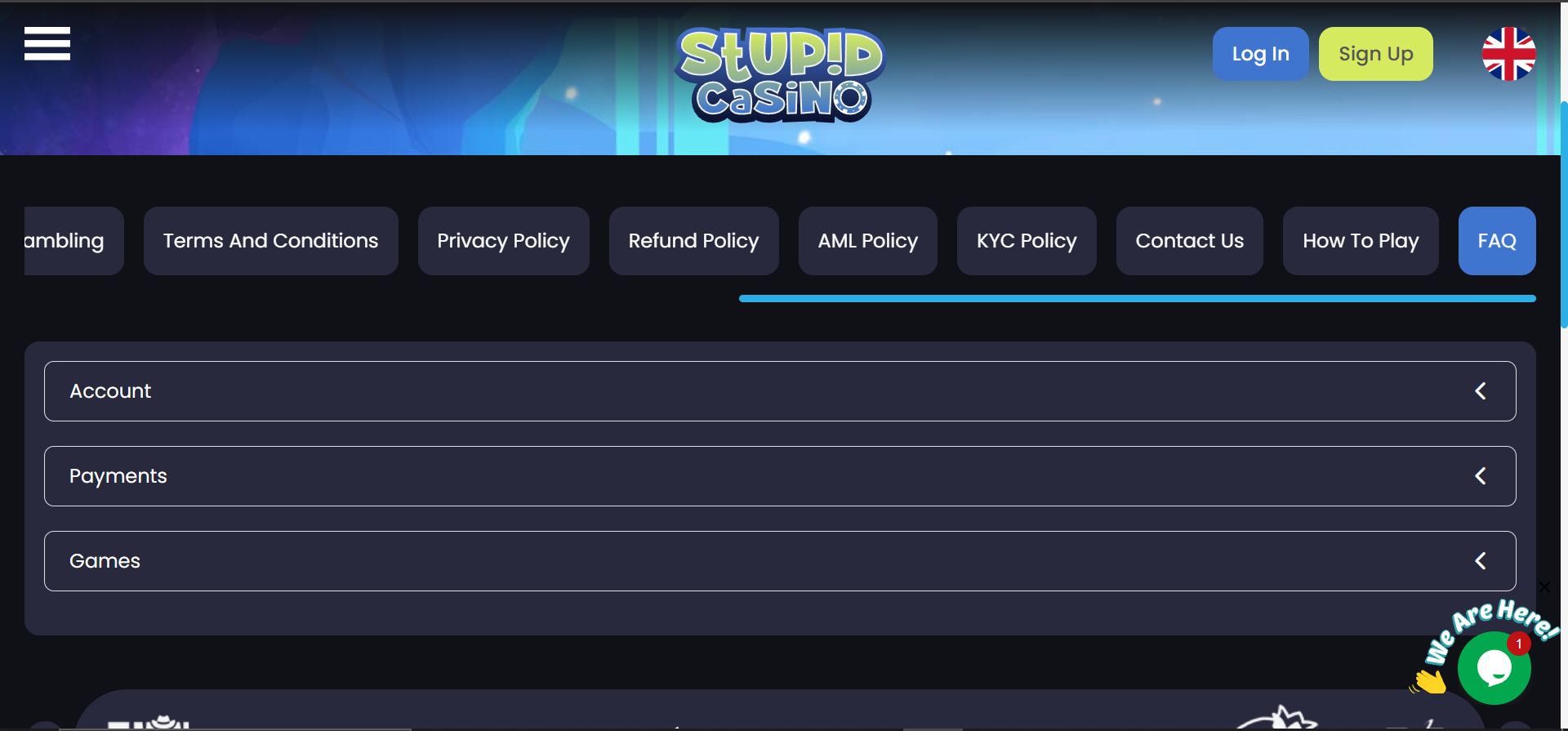 مركز مساعدة Stupid Casino