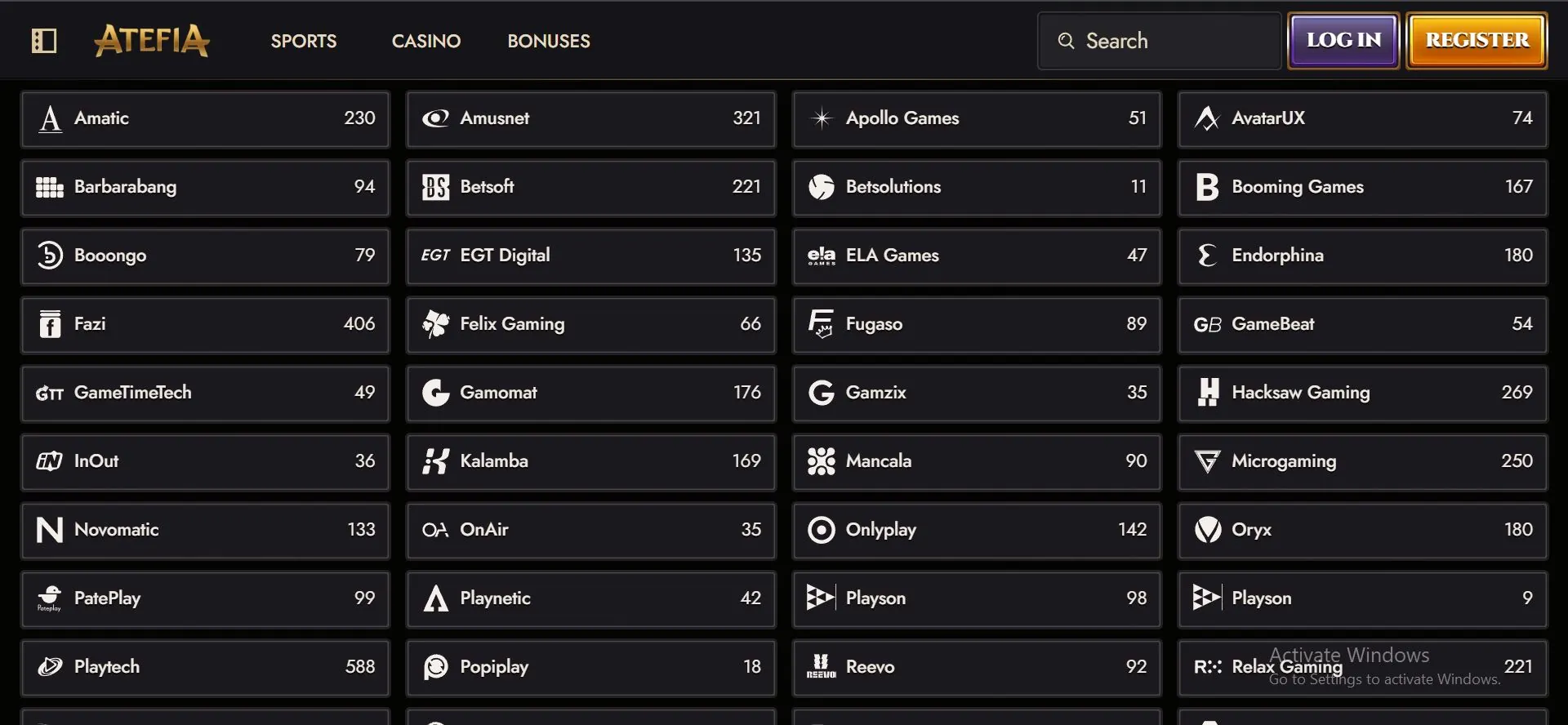 atefia-casino-providers-list