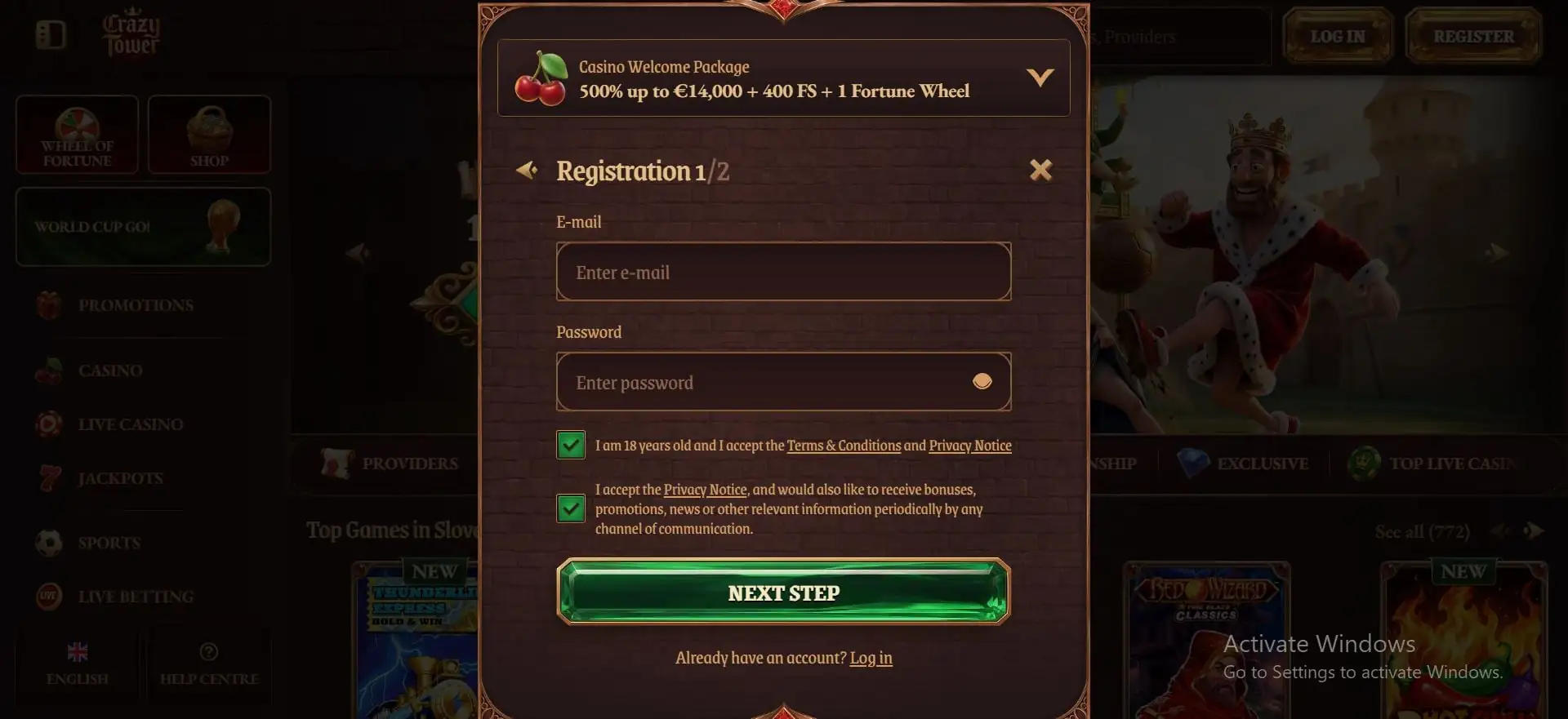 crazy-tower-casino-registration